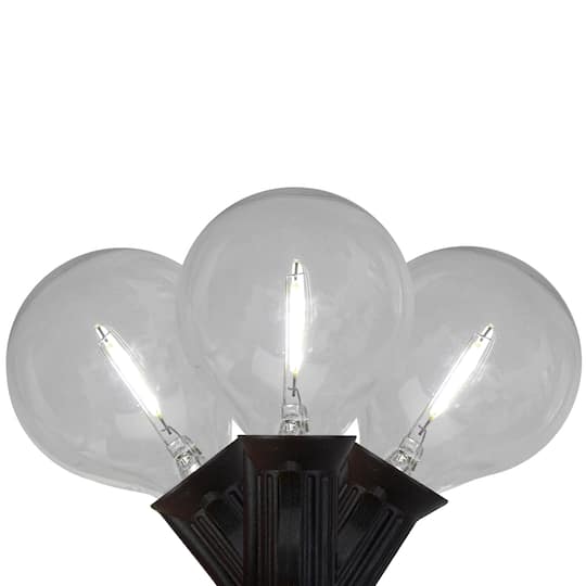 10ct Pure White LED G50 Globe Patio Lights 10ft Black Wire By Northlight | 3" H x 2" W x 120" L | Michaels®